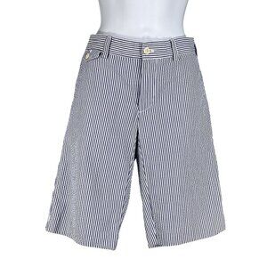 Ralph Lauren Sport Womens 2 Seersucker Blue White Striped Golf Bermuda Shorts